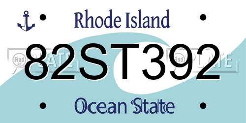 82ST392 Rhode Island License Plate