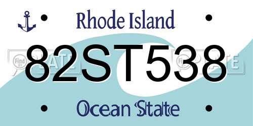 82ST538 Rhode Island License Plate
