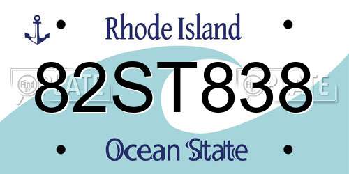 82ST838 Rhode Island License Plate