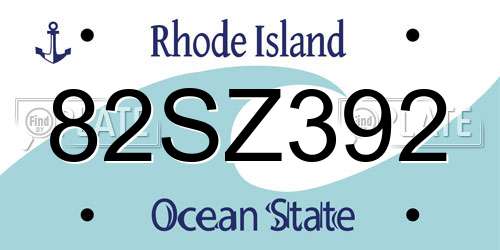 82SZ392 Rhode Island License Plate