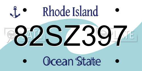 82SZ397 Rhode Island License Plate