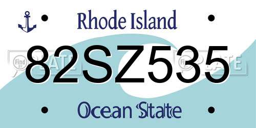 82SZ535 Rhode Island License Plate