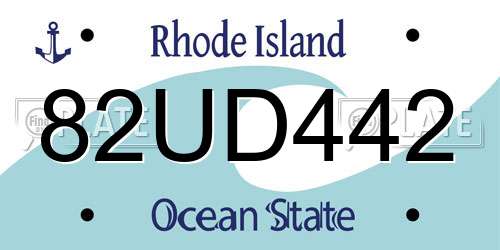 82UD442 Rhode Island License Plate