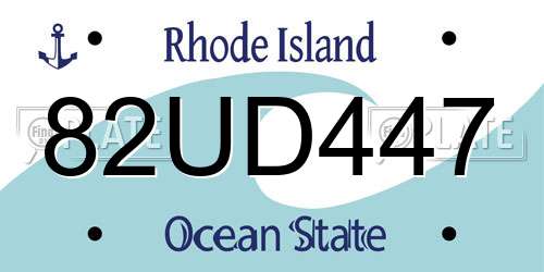 82UD447 Rhode Island License Plate