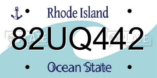 82UQ442 Rhode Island License Plate