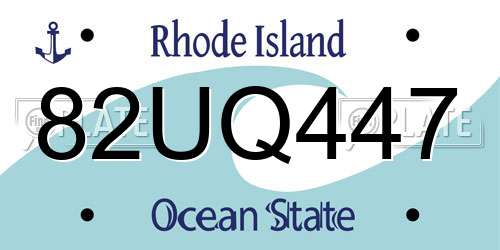 82UQ447 Rhode Island License Plate
