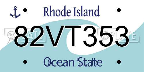 82VT353 Rhode Island License Plate