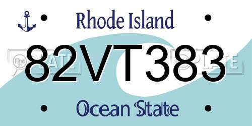 82VT383 Rhode Island License Plate