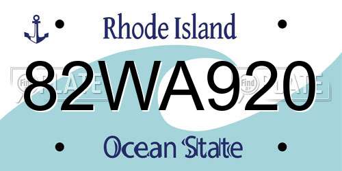 82WA920 Rhode Island License Plate