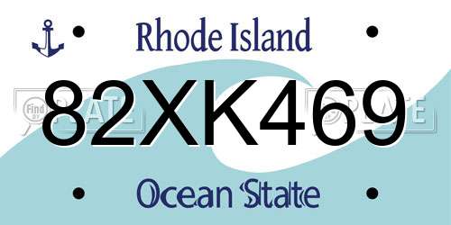 82XK469 Rhode Island License Plate