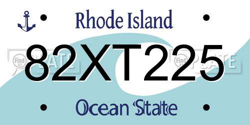 82XT225 Rhode Island License Plate