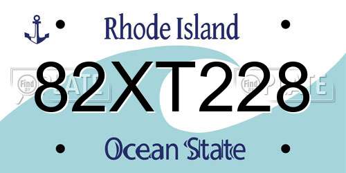 82XT228 Rhode Island License Plate