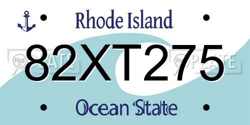 82XT275 Rhode Island License Plate