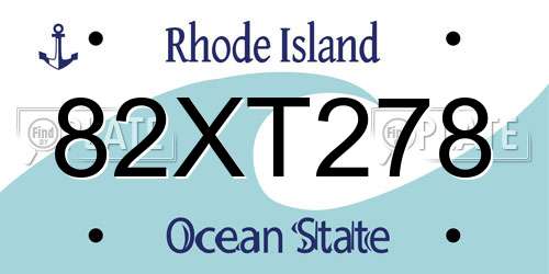 82XT278 Rhode Island License Plate