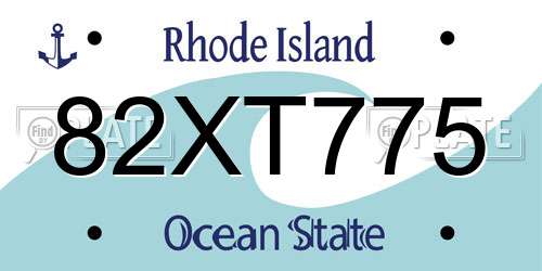 82XT775 Rhode Island License Plate