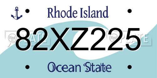 82XZ225 Rhode Island License Plate