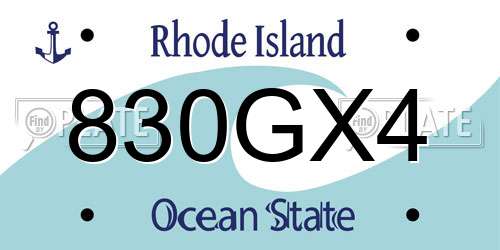 830GX4 Rhode Island License Plate