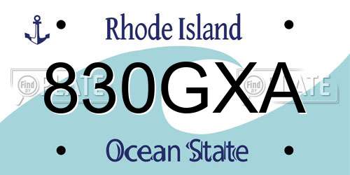 830GXA Rhode Island License Plate