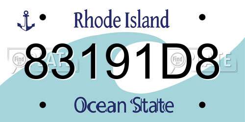 83191D8 Rhode Island License Plate
