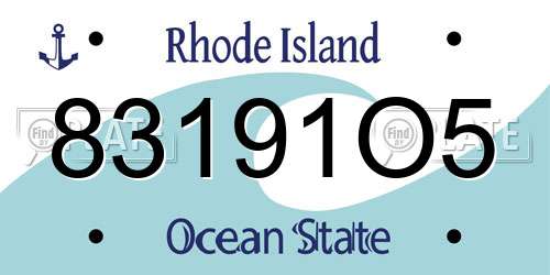 83191O5 Rhode Island License Plate