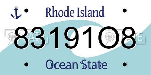 83191O8 Rhode Island License Plate