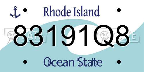 83191Q8 Rhode Island License Plate