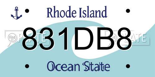 831DB8 Rhode Island License Plate