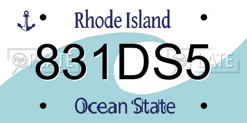831DS5 Rhode Island License Plate