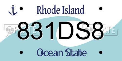 831DS8 Rhode Island License Plate