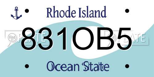 831OB5 Rhode Island License Plate
