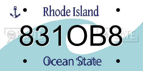 831OB8 Rhode Island License Plate