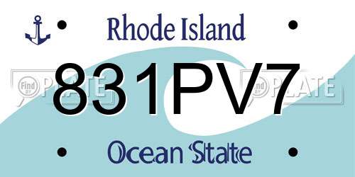 831PV7 Rhode Island License Plate