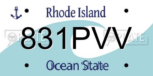 831PVV Rhode Island License Plate