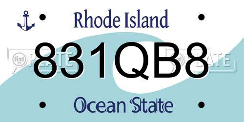831QB8 Rhode Island License Plate