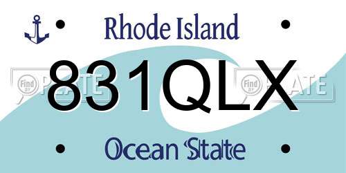 831QLX Rhode Island License Plate