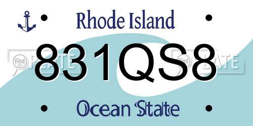 831QS8 Rhode Island License Plate