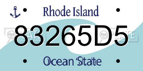 83265D5 Rhode Island License Plate