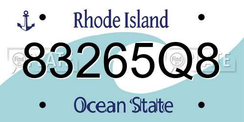 83265Q8 Rhode Island License Plate
