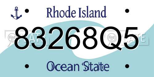 83268Q5 Rhode Island License Plate