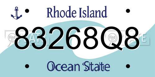 83268Q8 Rhode Island License Plate
