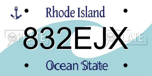 832EJX Rhode Island License Plate
