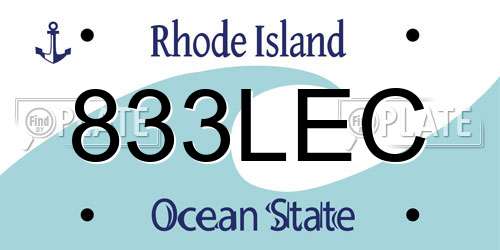 833LEC Rhode Island License Plate
