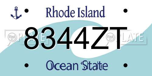 8344ZT Rhode Island License Plate