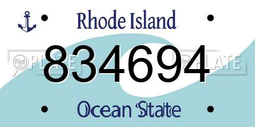 834694 Rhode Island License Plate