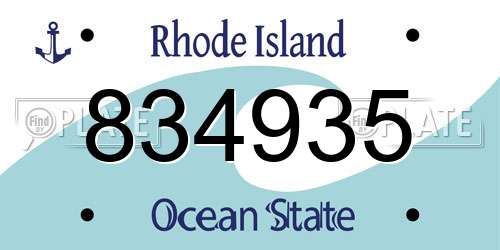 834935 Rhode Island License Plate