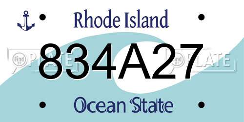 834A27 Rhode Island License Plate