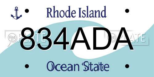 834ADA Rhode Island License Plate