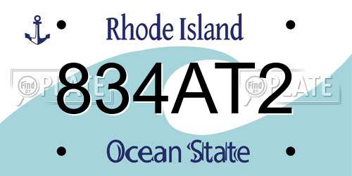 834AT2 Rhode Island License Plate
