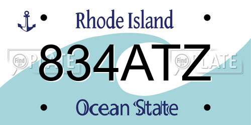 834ATZ Rhode Island License Plate