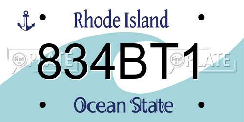 834BT1 Rhode Island License Plate